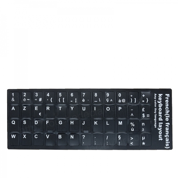 Sticker autocollant AZERTY pour touches de clavier BLANC